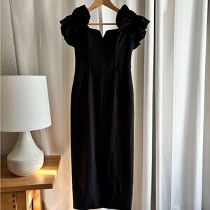 Elegant Black Ruffle Sleeve Dress